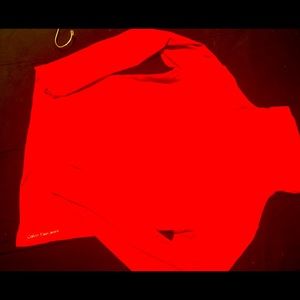 Red Calvin Klein Mock turtleneck fitted shirt